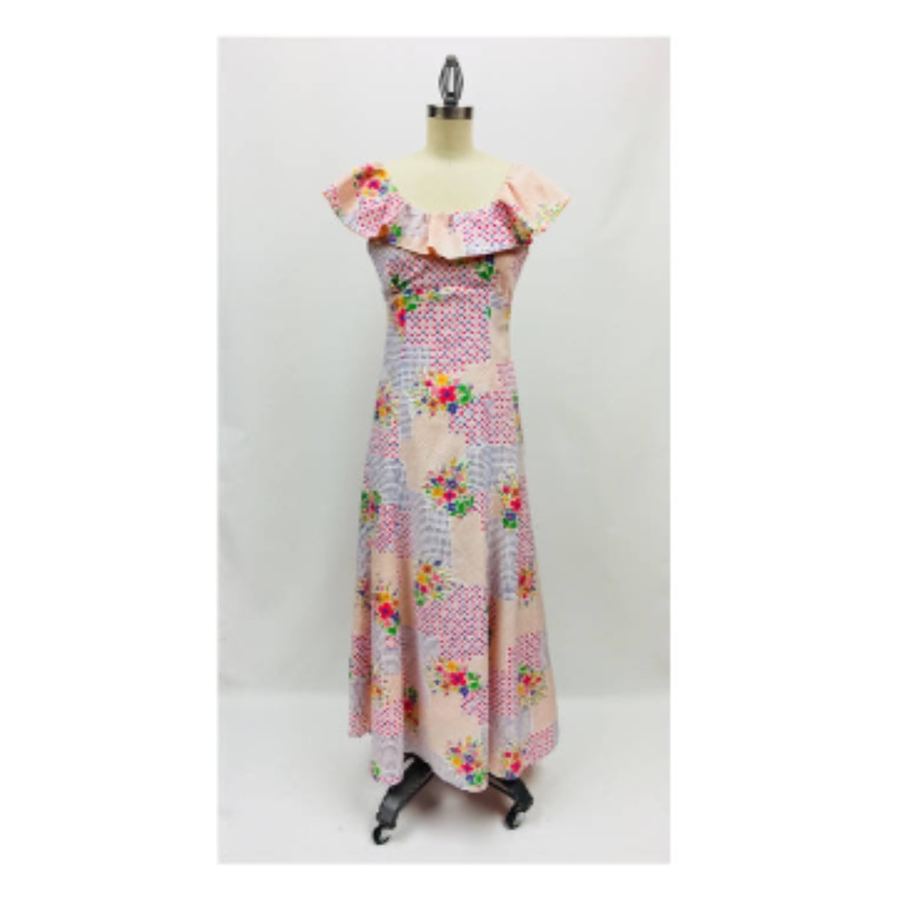 Vintage Colorful Polka Dot and Floral Patchwork